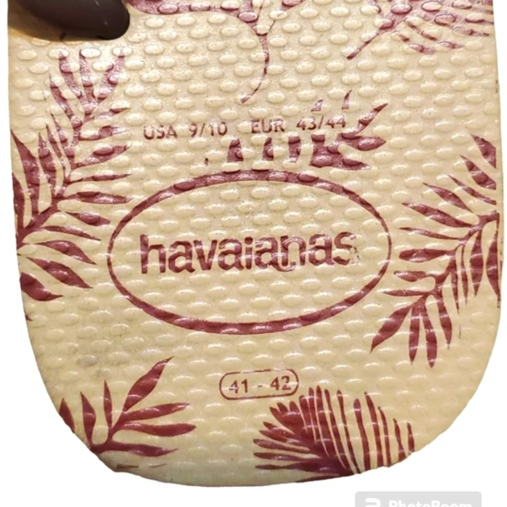 Havaianas‎ Men's Aloha Brown Red Hibiscus Flip Flop Sandals Size 9/10